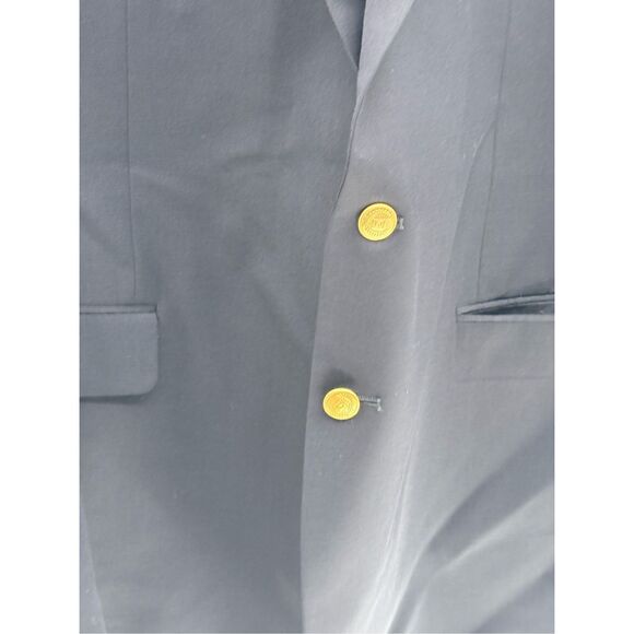 Chaps Ralph Lauren Blazer Sport Coat Men Size 48 L Navy Blue Gold Buttons - Picture 3 of 10